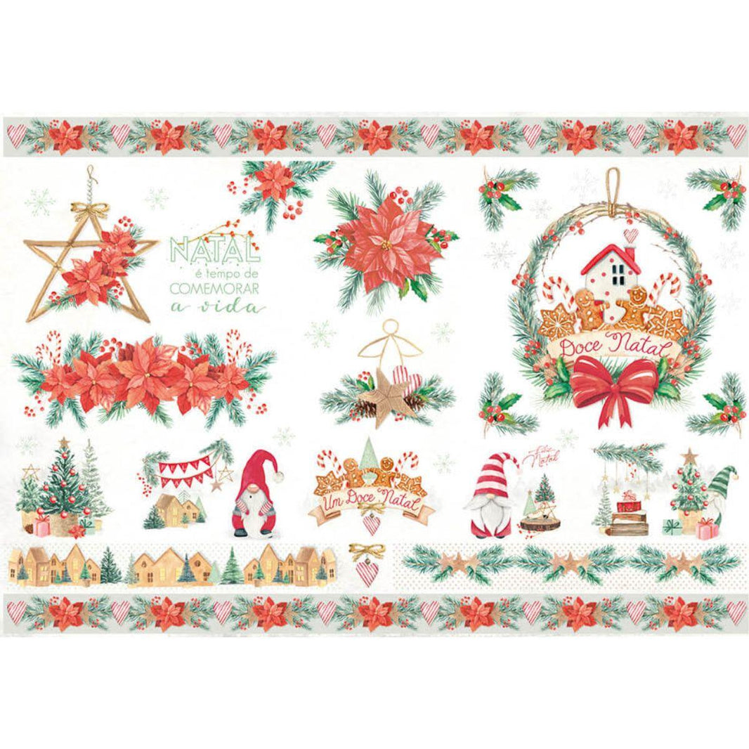 Papel Decoupage Litoarte PDN-146 Doce Natal 49x34,3cm - Palácio da Arte
