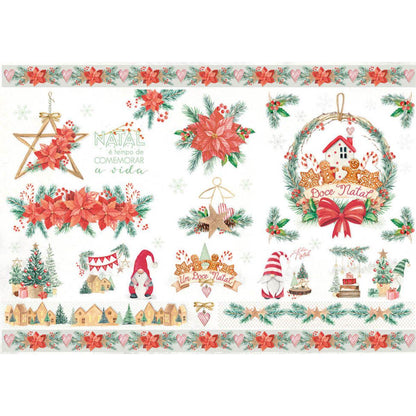 Papel Decoupage Litoarte PDN-146 Doce Natal 49x34,3cm - Palácio da Arte