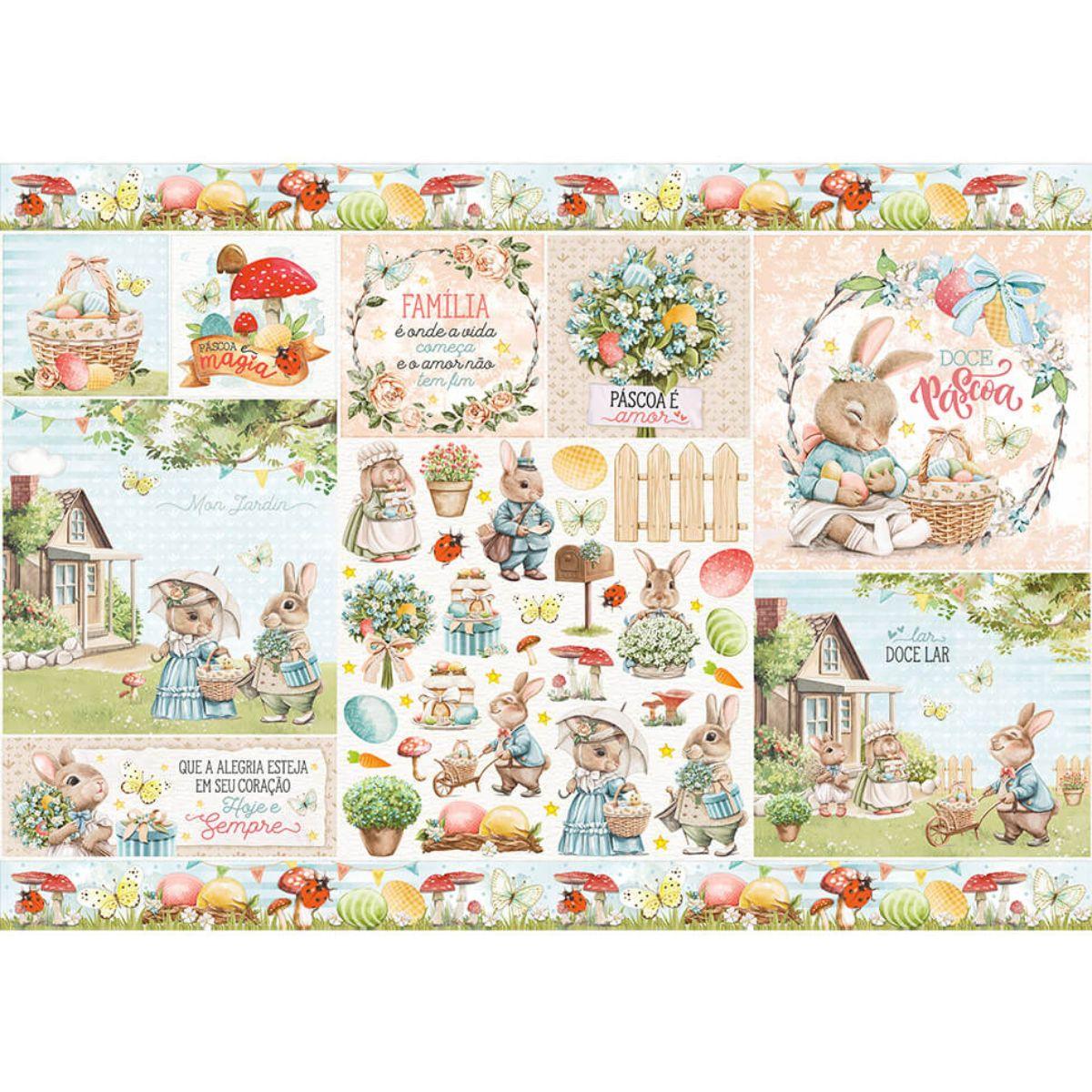 Papel Decoupage Litoarte PDP-019 Páscoa Feliz 49x34cm - Palácio da Arte