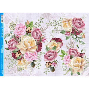 Papel Decoupage Litoarte PDZ-003 Rosas 24,5x33cm - Palácio da Arte