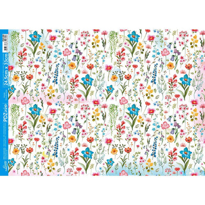 Papel Decoupage Litoarte PDZ-008 Flores do Campo 24,5x33cm - Palácio da Arte