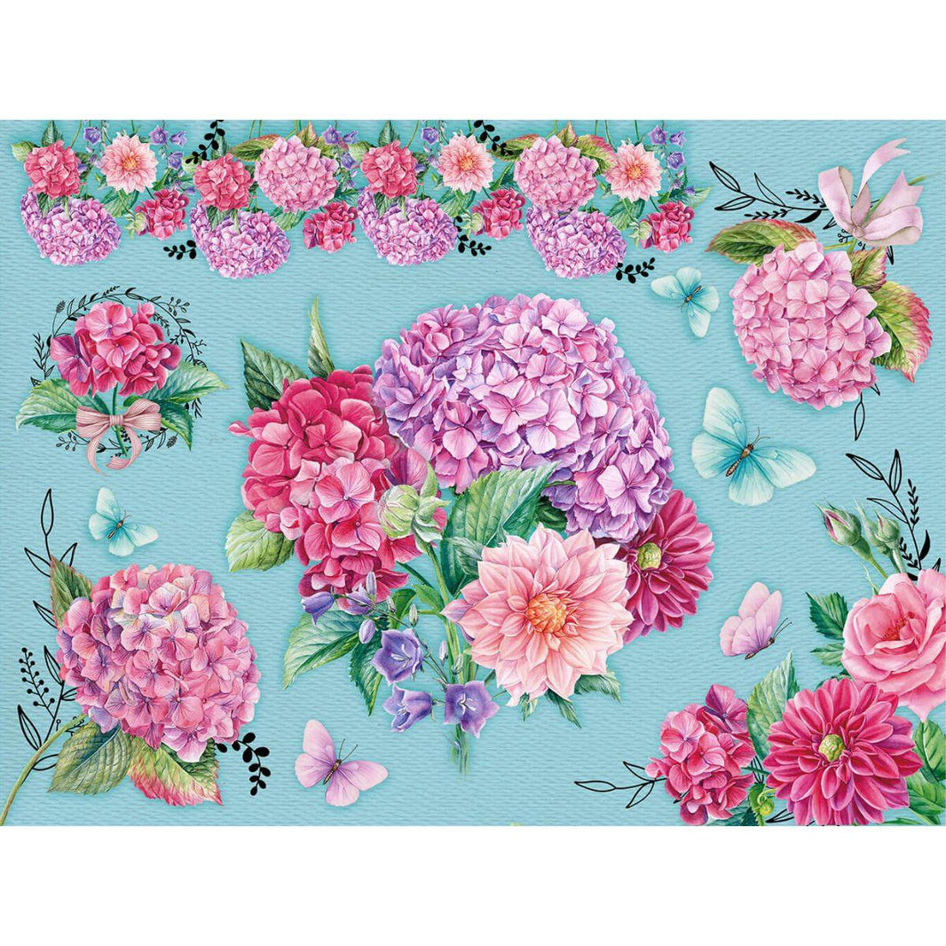Papel Decoupage Litoarte PDZ-012 Hortênsias 24,5x33cm - Palácio da Arte