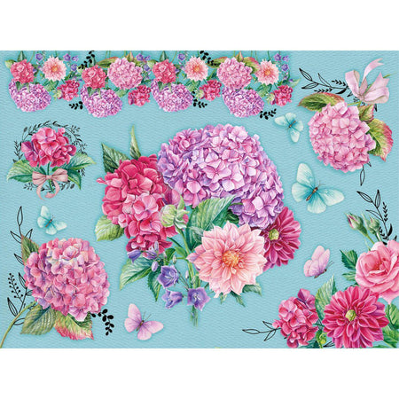 Papel Decoupage Litoarte PDZ-012 Hortênsias 24,5x33cm - Palácio da Arte