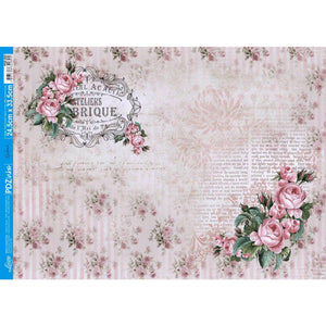 Papel Decoupage Litoarte PDZ-023 Rosas Vintage 24,5x33cm - Palácio da Arte