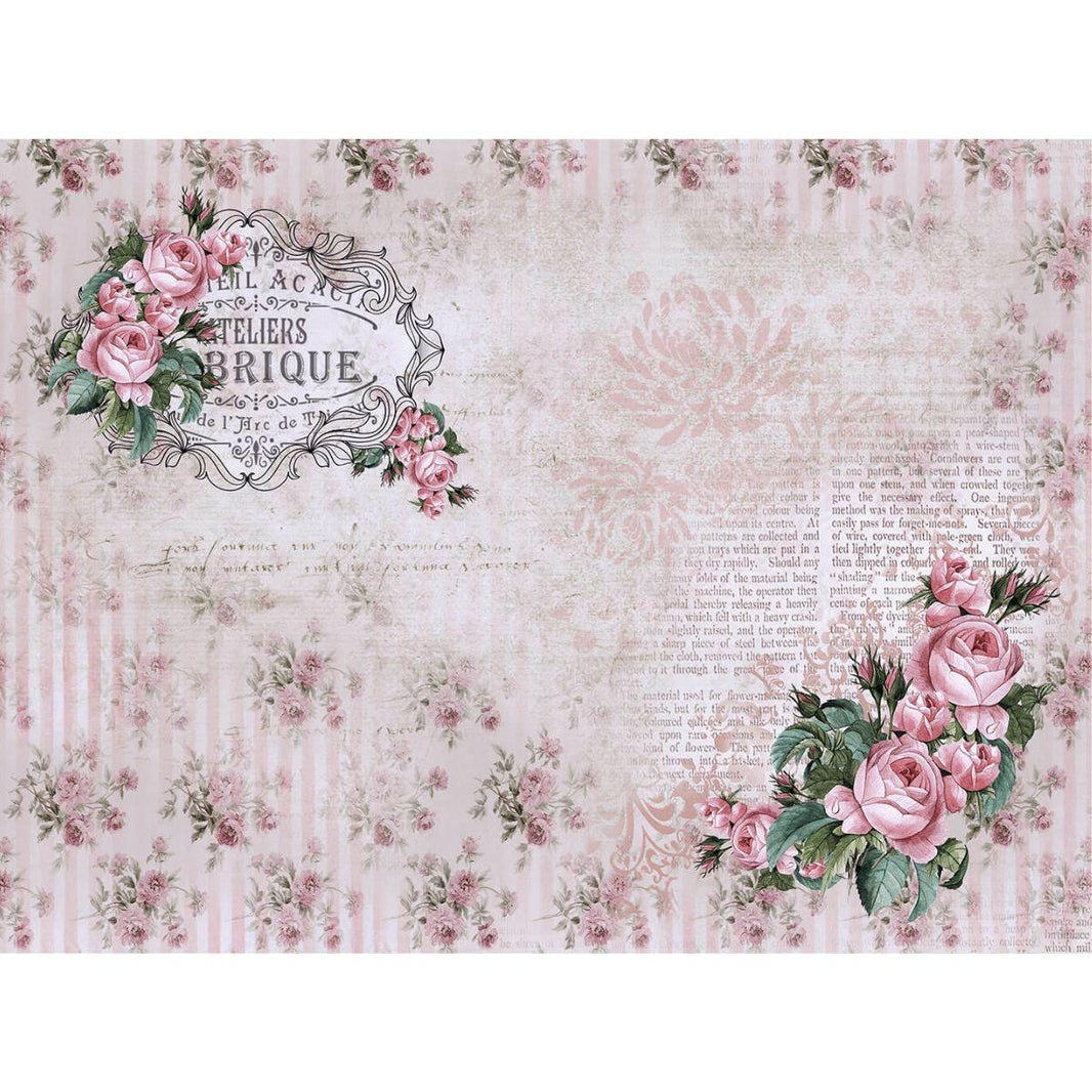 Papel Decoupage Litoarte PDZ-023 Rosas Vintage 24,5x33cm - Palácio da Arte