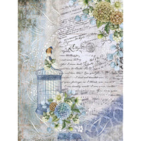 Papel Decoupage Litoarte PDZ-024 Flores, Gaiola e Passarinho 24,5x33cm - Palácio da Arte