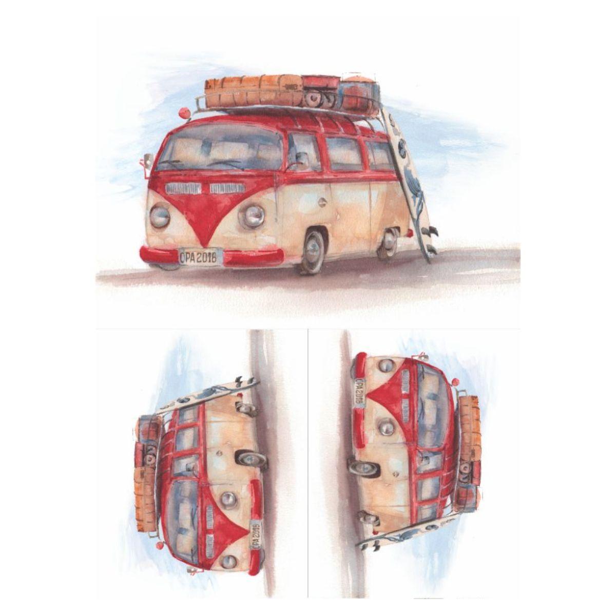 Papel Decoupage OPAPEL 30x45 2477 Carros Kombi - Palácio da Arte