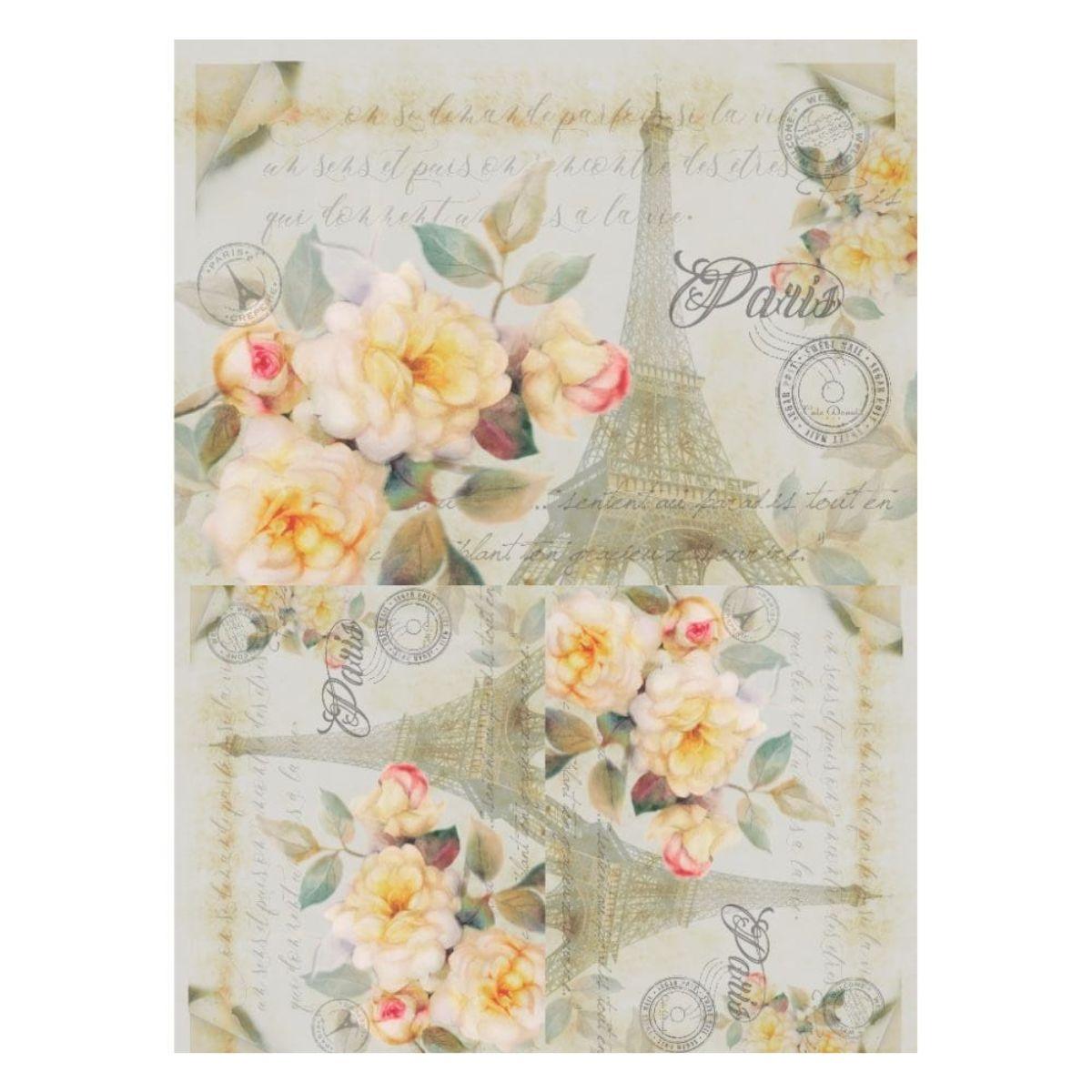 Papel Decoupage OPAPEL 30x45 2524 Flor Rosa Paris - Palácio da Arte