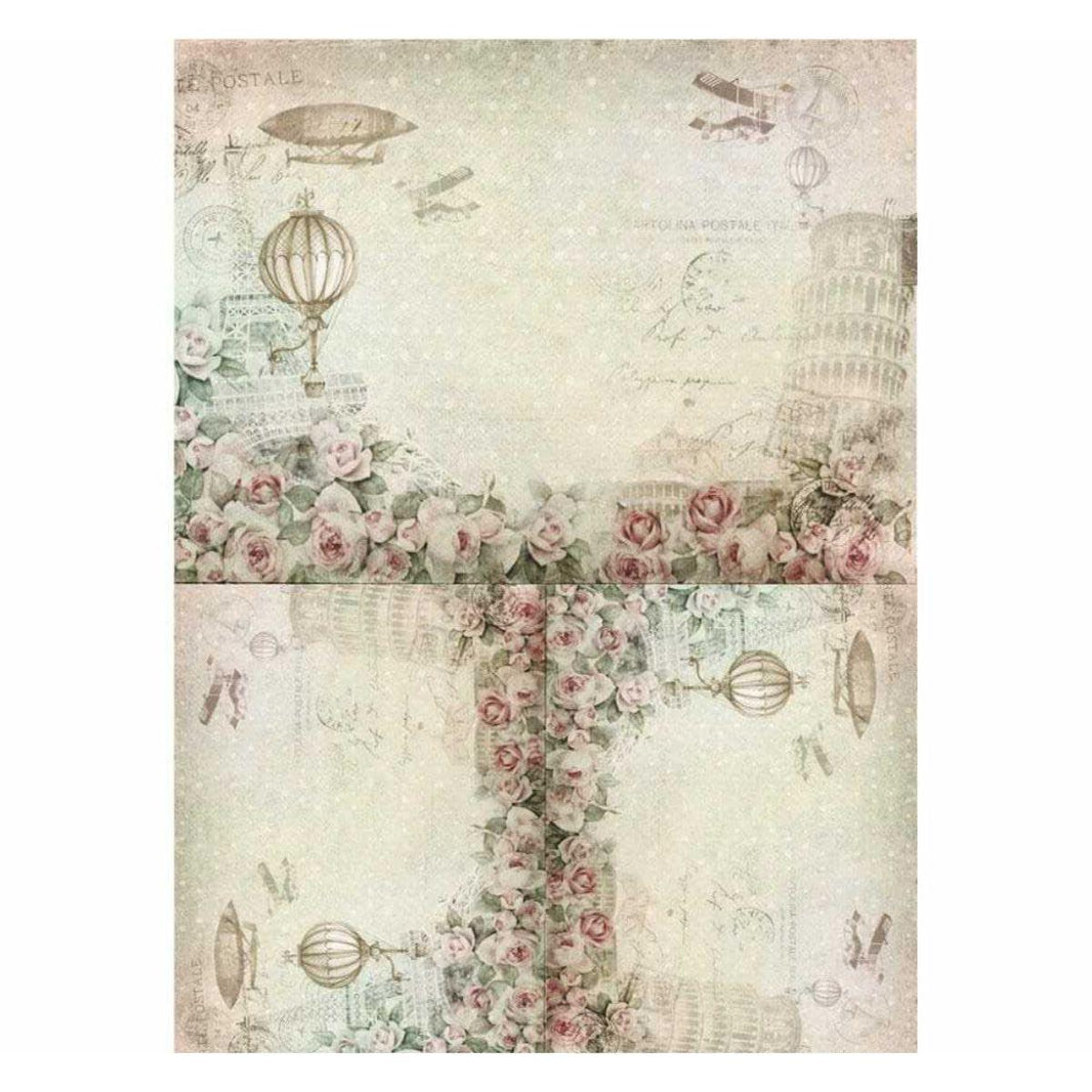 Papel Decoupage OPAPEL 30x45 2814 Flor Rosas e Balões - Palácio da Arte
