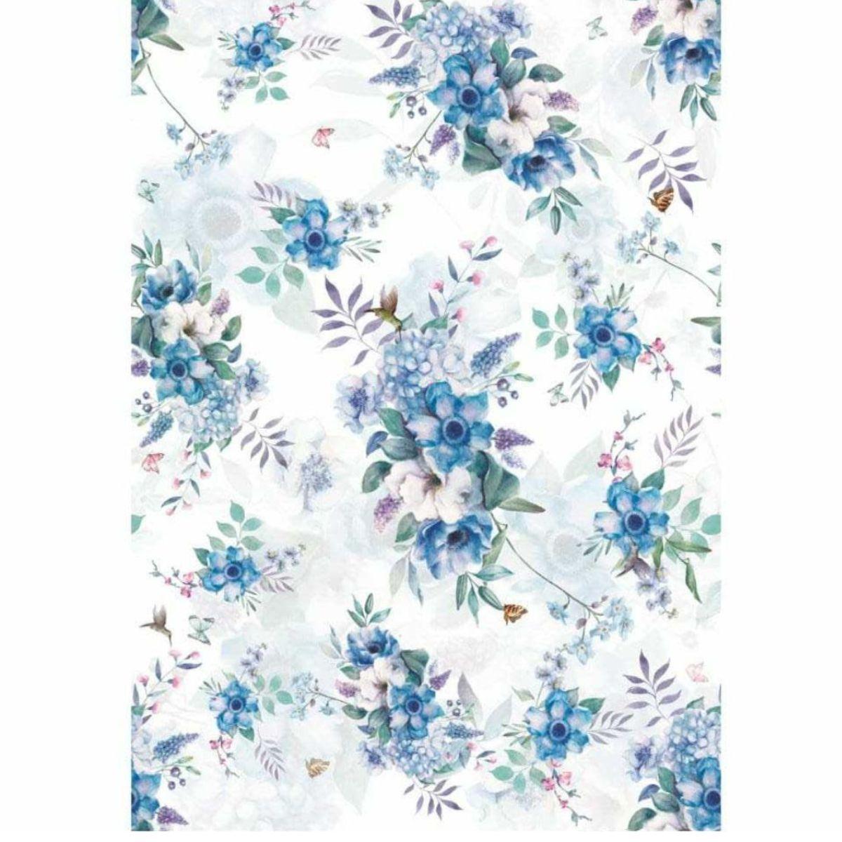 Papel Decoupage OPAPEL 30x45 3078 Estamparia Flores Azuis I - Palácio da Arte