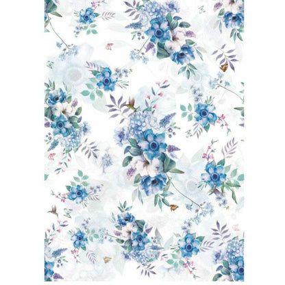Papel Decoupage OPAPEL 30x45 3078 Estamparia Flores Azuis I - Palácio da Arte