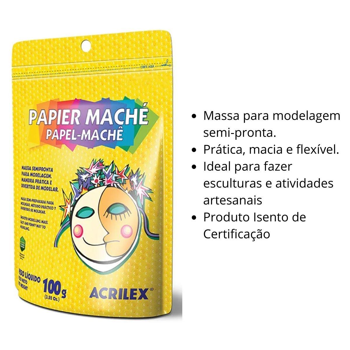 Papel Machê Acrilex Massa para Modelagem 100g - Palácio da Arte