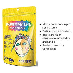 Papel Machê Acrilex Massa para Modelagem 100g - Palácio da Arte