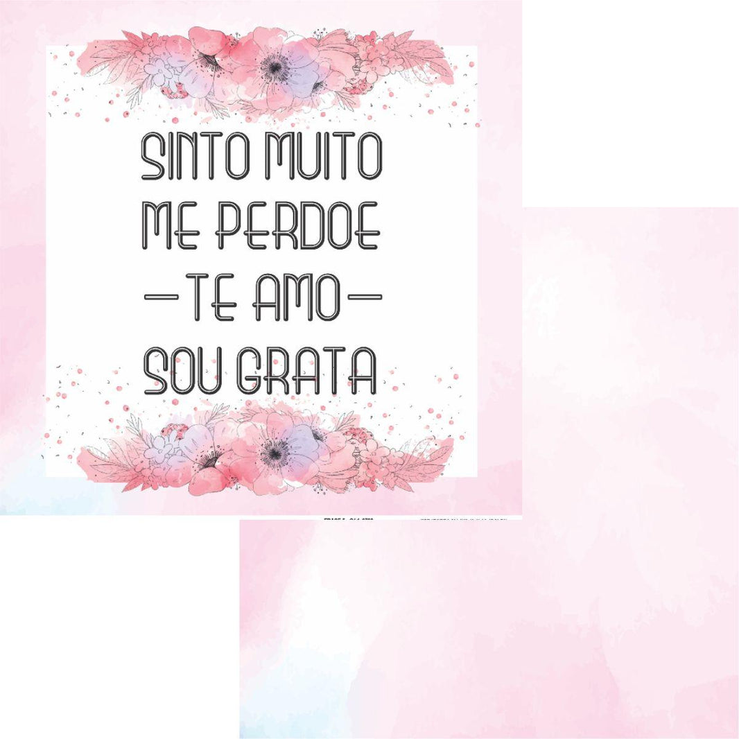 Papel Scrapbook 15x15 2783 Frase 5 Sinto Muito OPACARD - Palácio da Arte