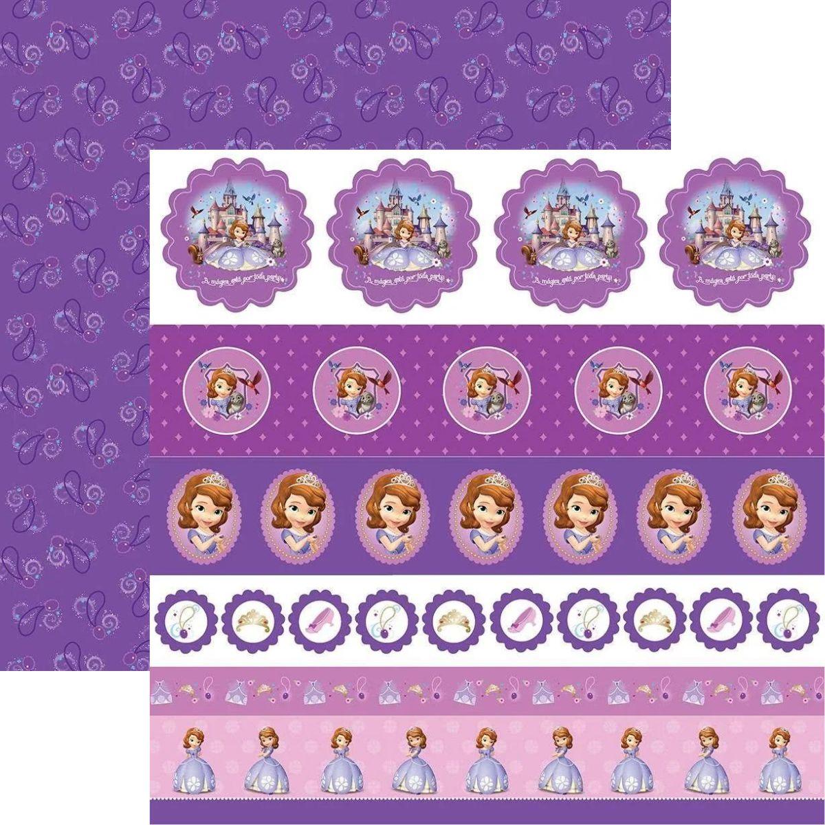 Papel Scrapbook Disney Princesinha Sofia Selos e Tags SDFD051 Toke e Crie - Palácio da Arte
