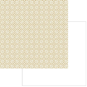 Papel Scrapbook Hot Stamping Litoarte SH30-031 Renda Dourado e Fundo Branco 30x30cm - Palácio da Arte