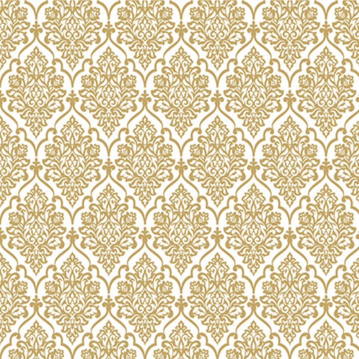 Papel Scrapbook Hot Stamping Litoarte SH30-036 Floral Dourado e Fundo Branco 30x30cm - Palácio da Arte