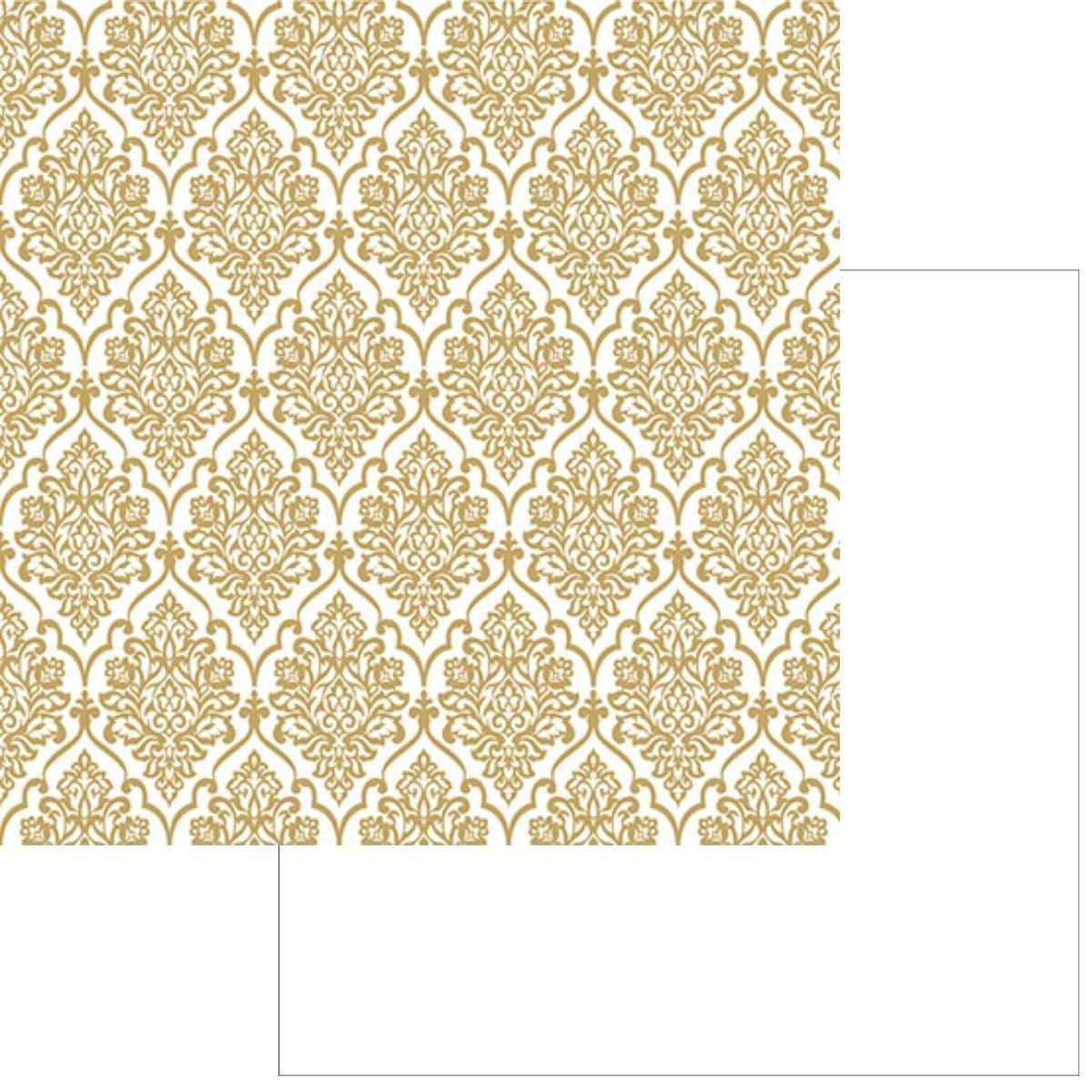 Papel Scrapbook Hot Stamping Litoarte SH30-036 Floral Dourado e Fundo Branco 30x30cm - Palácio da Arte