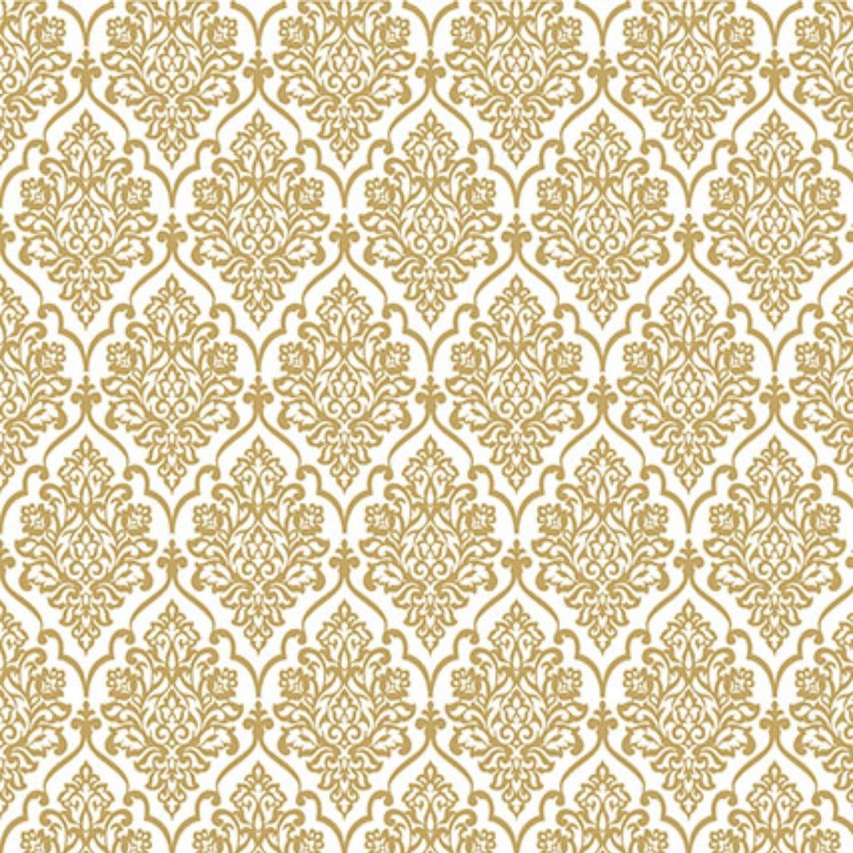 Papel Scrapbook Hot Stamping Litoarte SH30-036 Floral Dourado e Fundo Branco 30x30cm - Palácio da Arte