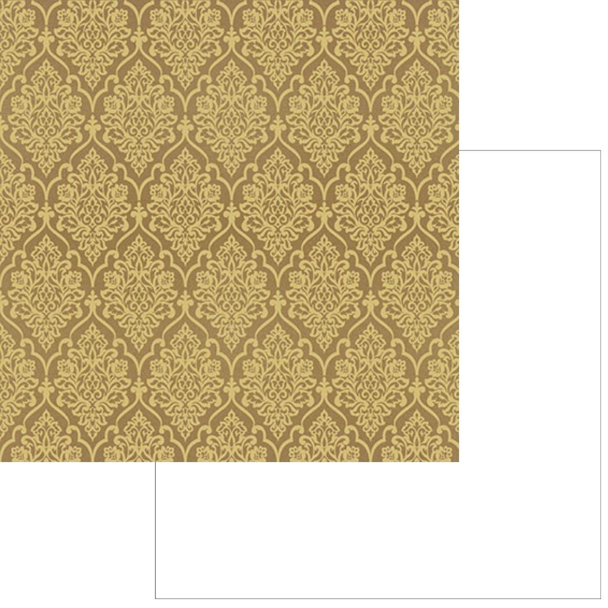 Papel Scrapbook Hot Stamping Litoarte SH30-037 Floral Dourado e Fundo Marrom 30x30cm - Palácio da Arte