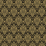 Papel Scrapbook Hot Stamping Litoarte SH30-039 Floral Dourado e Fundo Preto 30x30cm - Palácio da Arte