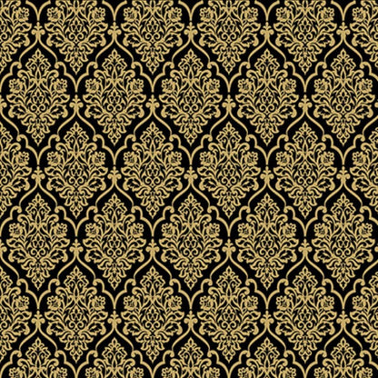 Papel Scrapbook Hot Stamping Litoarte SH30-039 Floral Dourado e Fundo Preto 30x30cm - Palácio da Arte