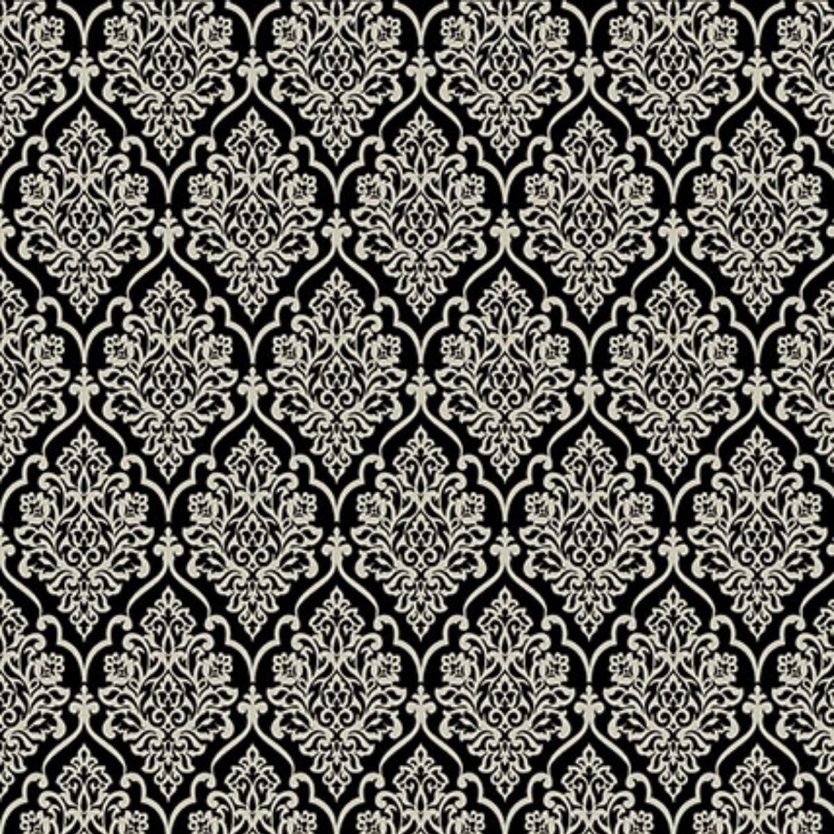 Papel Scrapbook Hot Stamping Litoarte SH30-040 Floral Prata e Fundo Preto 30x30cm - Palácio da Arte
