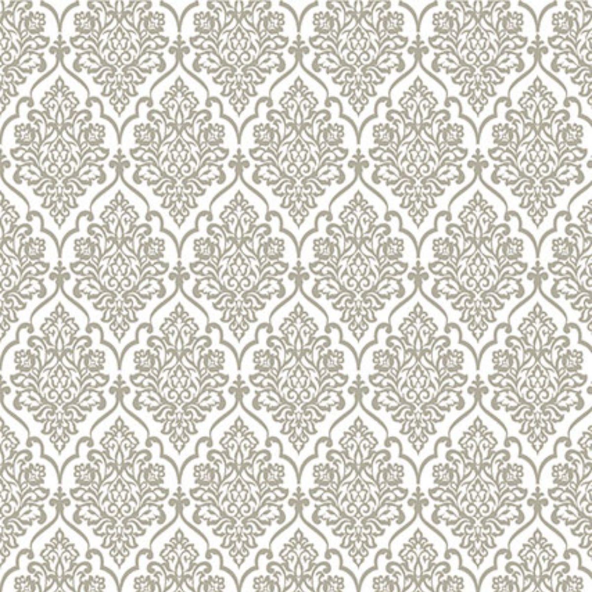 Papel Scrapbook Hot Stamping Litoarte SH30-041 Floral Prata e Fundo Branco 30x30cm - Palácio da Arte