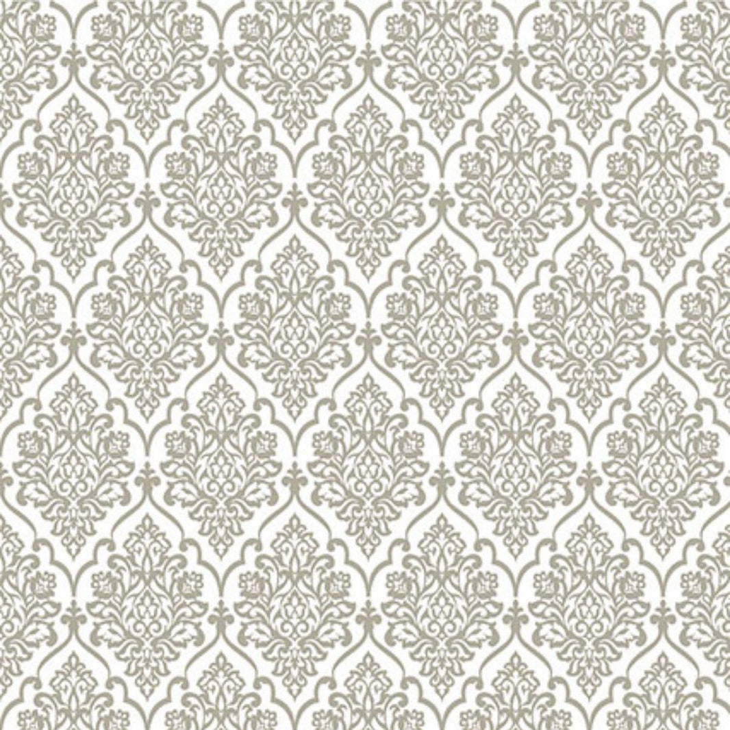 Papel Scrapbook Hot Stamping Litoarte SH30-041 Floral Prata e Fundo Branco 30x30cm - Palácio da Arte