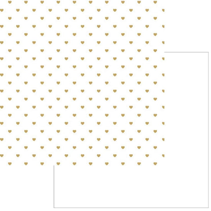 Papel Scrapbook Hot Stamping Litoarte SH30-047 Corações Dourado e Fundo Branco 30x30cm - Palácio da Arte