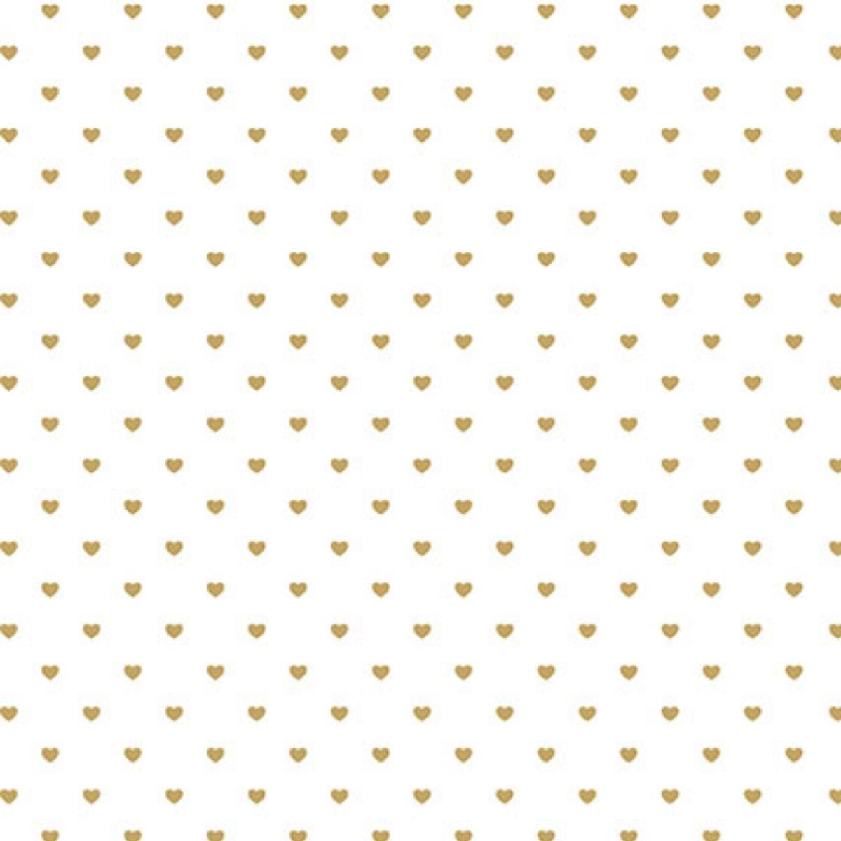 Papel Scrapbook Hot Stamping Litoarte SH30-047 Corações Dourado e Fundo Branco 30x30cm - Palácio da Arte