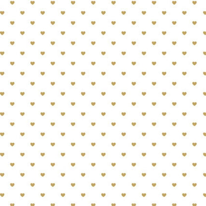 Papel Scrapbook Hot Stamping Litoarte SH30-047 Corações Dourado e Fundo Branco 30x30cm - Palácio da Arte