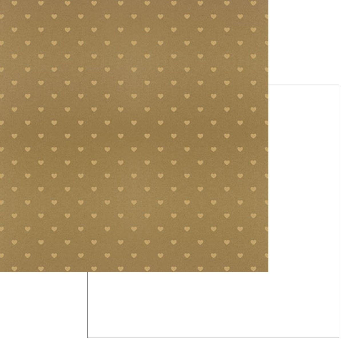 Papel Scrapbook Hot Stamping Litoarte SH30-048 Corações Dourado e Fundo Marrom 30x30cm - Palácio da Arte