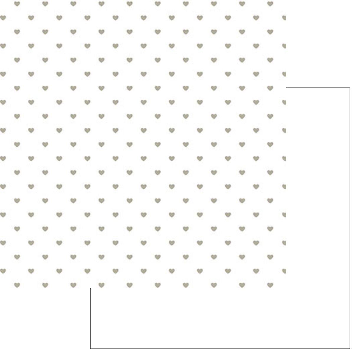 Papel Scrapbook Hot Stamping Litoarte SH30-049 Corações Prata e Fundo Branco 30x30cm - Palácio da Arte