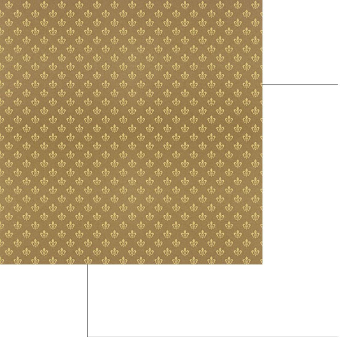 Papel Scrapbook Hot Stamping Litoarte SH30-053 Flor de Lis Dourado e Fundo Marrom 30x30cm - Palácio da Arte