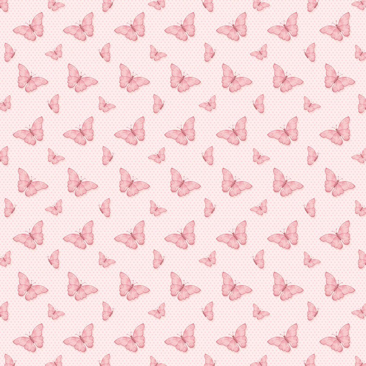 Papel Scrapbook Litoarte SBB-001 Borboletas Rosa 30,5x30,5cm - Palácio da Arte