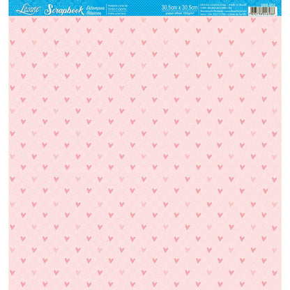 Papel Scrapbook Litoarte SBB-002 Corações Pink 30,5x30,5cm - Palácio da Arte