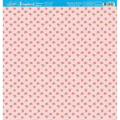 Papel Scrapbook Litoarte SBB-004 Flores Pink 30,5x30,5cm - Palácio da Arte