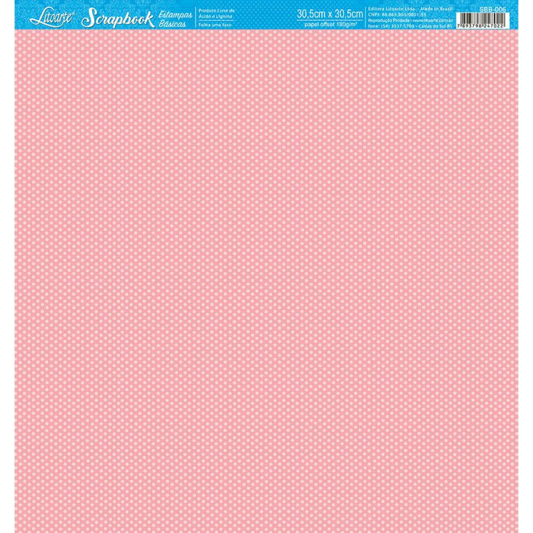 Papel Scrapbook Litoarte SBB-006 Poás Pink 30,5x30,5cm - Palácio da Arte