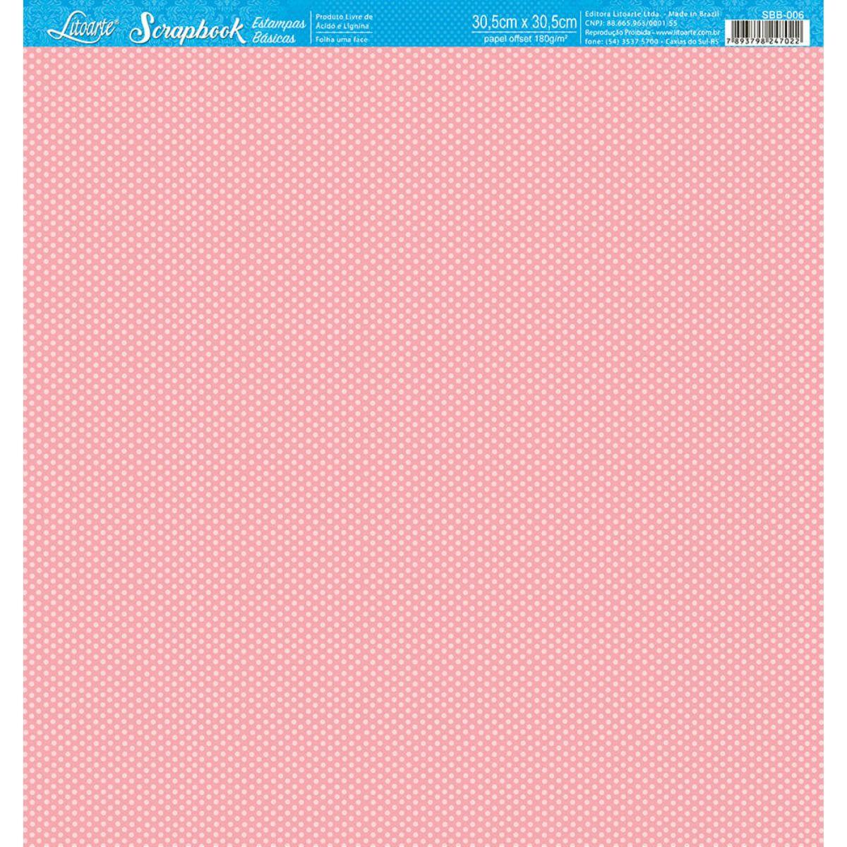 Papel Scrapbook Litoarte SBB-006 Poás Pink 30,5x30,5cm - Palácio da Arte