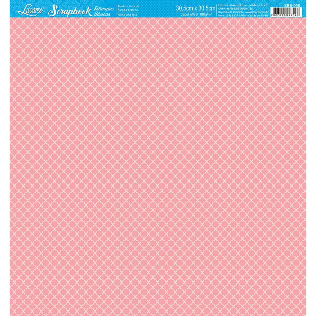 Papel Scrapbook Litoarte SBB-008 Indiano Pink 30,5x30,5cm - Palácio da Arte