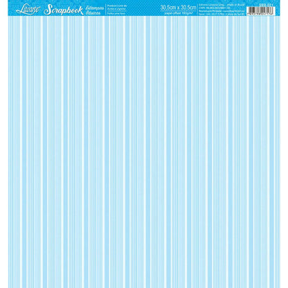 Papel Scrapbook Litoarte SBB-021 Listras Azul 30,5x30,5cm - Palácio da Arte