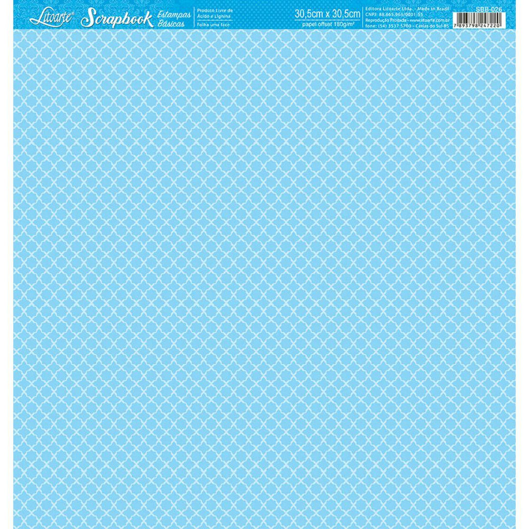Papel Scrapbook Litoarte SBB-026 Indiano Azul 30,5x30,5cm - Palácio da Arte