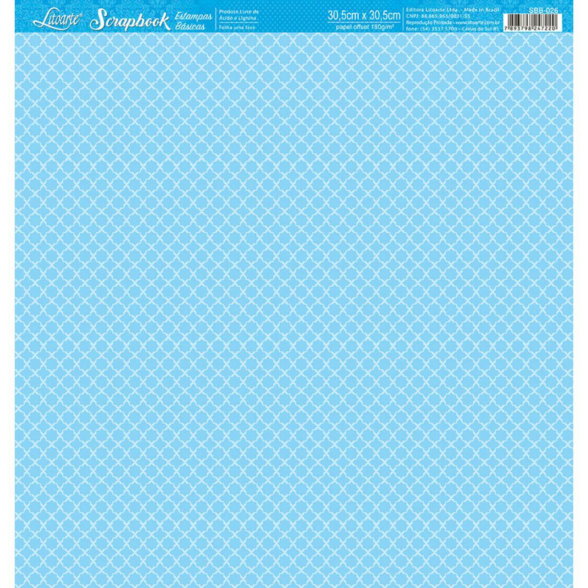 Papel Scrapbook Litoarte SBB-026 Indiano Azul 30,5x30,5cm - Palácio da Arte