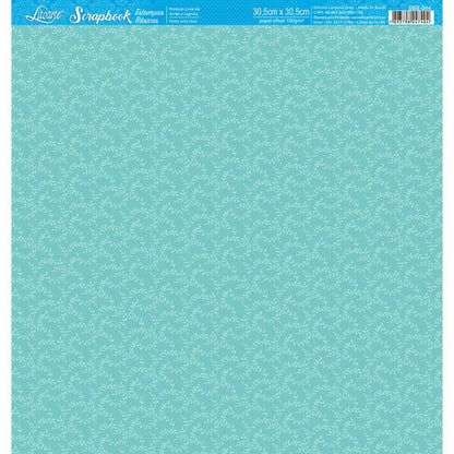 Papel Scrapbook Litoarte SBB-044 Raminhos Azul 30,5x30,5cm - Palácio da Arte