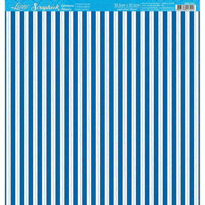 Papel Scrapbook Litoarte SBB-048 Listrado Azul 30,5x30,5cm - Palácio da Arte
