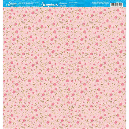 Papel Scrapbook Litoarte SBB-083 Botão de Rosas 30,5x30,5cm - Palácio da Arte