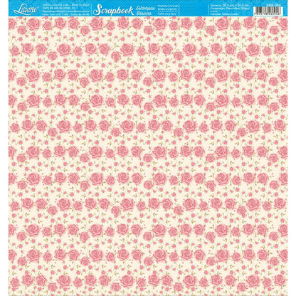 Papel Scrapbook Litoarte SBB-086 Rosas 30,5x30,5cm - Palácio da Arte
