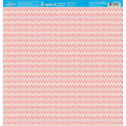 Papel Scrapbook Litoarte SBB-087 Chevron Rosa 30,5x30,5cm - Palácio da Arte