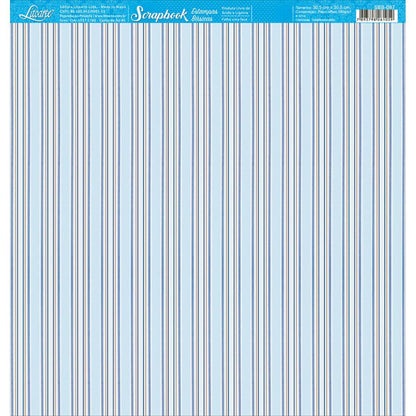Papel Scrapbook Litoarte SBB-097 Listras Azul 30,5x30,5cm - Palácio da Arte